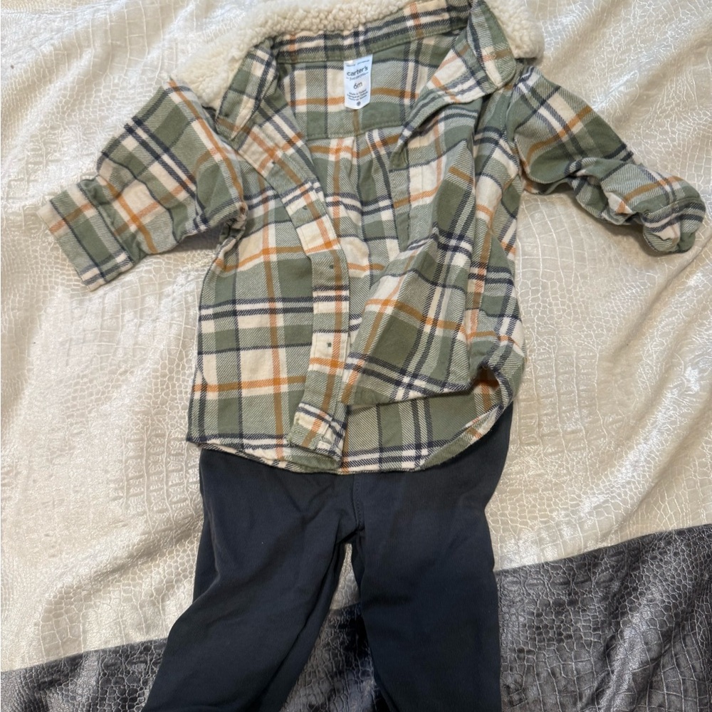 Carter's Green and Cream Plaid Shirt